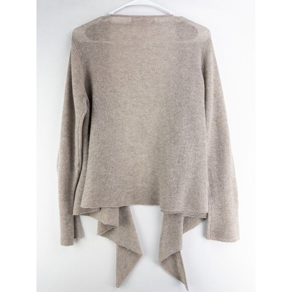 100% Cashmere Cardigan Womens PL Tan Open Front Knit Solid Minimalist - Picture 3 of 8
